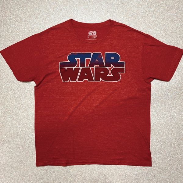 画像1: 「STAR WARS(スターウォーズ)」グラデーション ロゴ 杢調 赤 プリント Tシャツ (1)