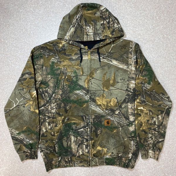 【G429】REALTREE ジップアップフードブルゾン【2XL】総柄