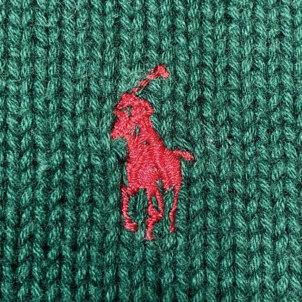 「Polo RALPH LAUREN(ポロ ラルフローレン)」クルーネック グリーン 90s ポニー刺繍 コットン ニット