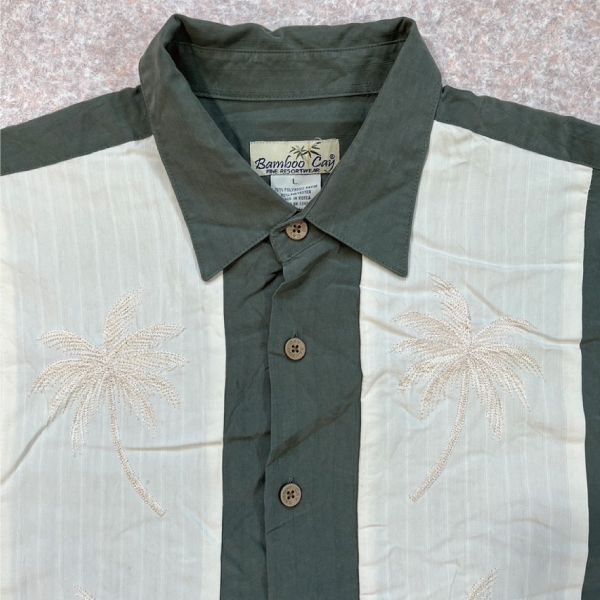 BAMBOO CAY レーヨンシャツ　キューバシャツ　刺繍　オーバーサイズ